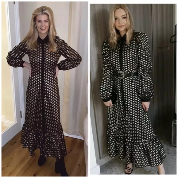 ZARA Metallic Long Dress with Flounced Hem NWT - Picture 6 of 10